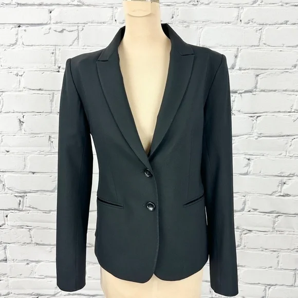 Theory Women’s Virgin Wool Nicholle 2 Sevona Black 2 Button Blazer Size 4 Career - Picture 2 of 11
